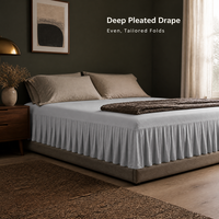Jupe de lit plissée profonde en tissu brossé, finition mate douce, couverture intégrale, anti-poussière, OEM, Oeko-Tex