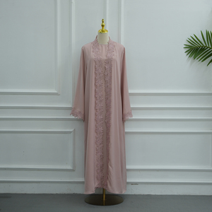 Nova Coleção 2026: Conjunto Feminino de Luxo Islâmico de 3 Peças com Renda Fantástica - Abaya Dubai e Cardigã com Vestido Interno para Mulheres Muçulmanas - Product Image 6