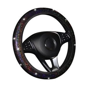 <span class=keywords><strong>Funda</strong></span> de <span class=keywords><strong>Volante</strong></span> de Coche con Cristales de Imitación Brillantes, Fundas de <span class=keywords><strong>Volante</strong></span> de Cuero PU, Accesorios para Automóviles, Estilo de Coche - Product Image 1