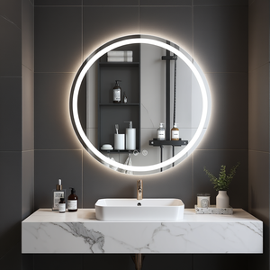 Smart Circular LED Bathroom <b>Mirror</b> 60x60cm With Defogger Wall Mounted For Modern Bathrooms - Product Image 3