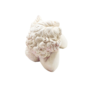 Statua in Resina di Cherubino Dormiente, Figurina di Angioletto Bianco Anticato per Giardino e Casa, Scultura Commemorativa Tranquilla - Product Image 5