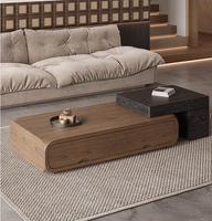 Table basse carrée rétractable de style moderne du milieu du siècle, couleur noyer, pour salon d'appartement de petite taille