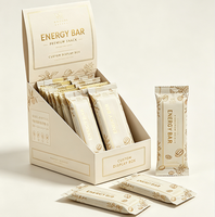 Sachet d'emballage scellé au dos avec logo personnalisé imprimé numériquement, pour barre chocolatée énergétique, emballage plastique avec boîte de présentation extérieure