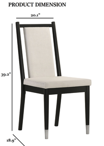 Chaise de salle à manger 2 pièces, convertible, moderne, pour la maison et le bureau, avec pieds en forme de flèche, dossier incliné, pieds avec embouts argentés, finition noir et blanc - Product Image 3