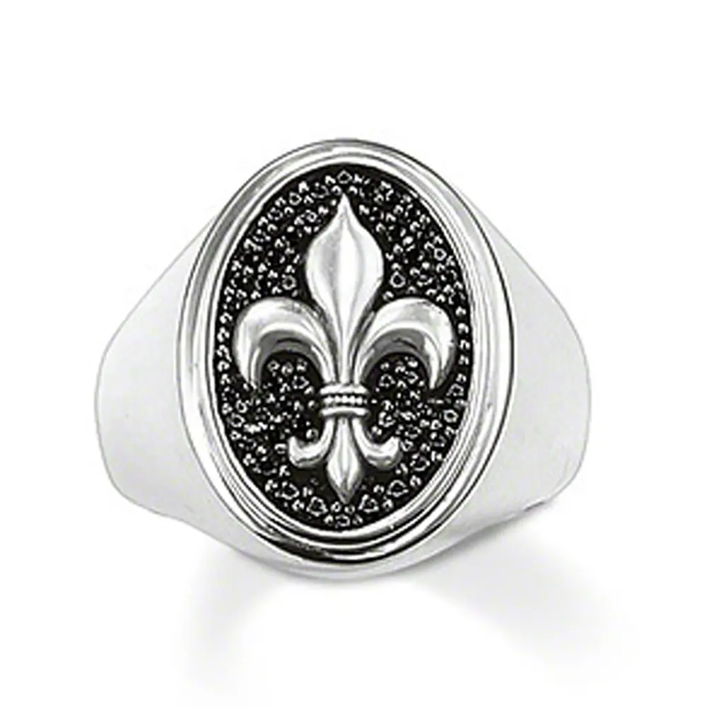 Princess Crown Rings Fantastic Fleur De Lis Engraved Silver Gemstone Ring 925 Sterling Silver ZIRCON, Rhodium Plated