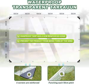 Lona de vinilo de PVC transparente de tela impermeable transparente de alta resistencia con bucle de Cable <span class=keywords><strong>para</strong></span> cubierta impermeable de dosel de terraza - Product Image 3