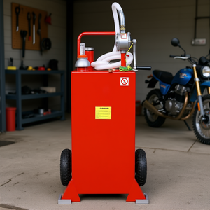 Tanque de transferencia de combustible de 30 galones con bomba manual rotativa para motocicleta, ATV, diésel, gasolina, acero, rojo - Product Image 2