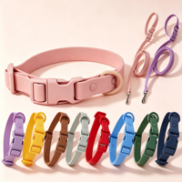 Ensemble collier et laisse pour chien en PVC enduit de couleur macaron, écologique, avec boucle à dégagement rapide, corde de promenade pour animaux de compagnie douce et confortable