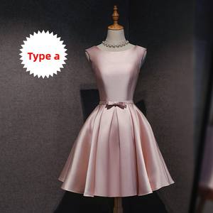 Robe courte rose de demoiselle d'honneur, nouveau style été 2026, robe de sœur, robe de soirée pour demoiselle d'honneur, mini-robe d'hôtesse - Product Image 6