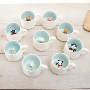 Tazza di ceramica con design unico acqua 3D simpatico animale modello tridimensionale bottiglia di acqua di latte tazza di ceramica con manico