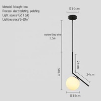 Nordic light luxe en laiton boule de verre restaurant bar Creative chambre lustre de chevet
