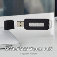 Stylo enregistreur vocal USB SK868 8 Go avec 3-6h d'enregistrement, formats WMA/MP3/WAV, batterie lithium intégrée