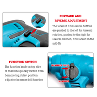 Perceuse à percussion sans fil alimentée par batterie au lithium 21V pour murs en béton, briques, perceuse à percussion sans fil avec 2 batteries, 1 chargeur