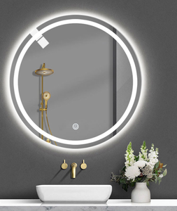 Nhà máy trực tiếp bán buôn khách sạn tùy chỉnh vòng tường đồng miễn phí Bạc phòng tắm Antifog Backlit phía trước thông minh LED gương - Product Image 4