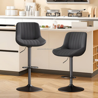 Tabourets de bar pivotants modernes réglables avec dossier, chaises îlot en cuir de performance à hauteur de comptoir pour la cuisine à domicile