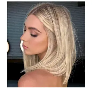 Kant Voorkant Pruiken Menselijk Haar 13X4 Hd Natuur Bob Ombre Lichtblonde Pruik Pre Geplukt 180% Dichtheid Transparant Menselijk Haar Pruiken Brazilië