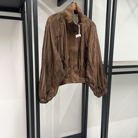 Veste courte décontractée à col montant zippé, à rayures et sequins transparents, pour femme, de la boutique de mode AIMEISI
