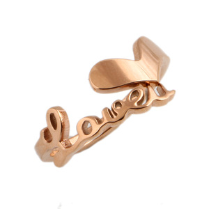 Heart Shape Love Letter Hollow Rose Gold 304 Stainless Steel <b>Ring</b> For Women <b>Openable</b> Pinky <b>Ring</b> - Product Image 2