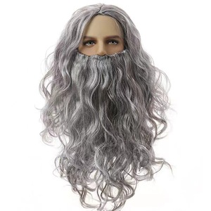 Conjunto de peluca y barba de Jesús Conjunto bíblico de peluca y barba marrón de Jesús decoraciones de Halloween ecofiesta - Product Image 3