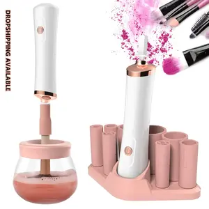 Makeup Brush Cleaner and Dryer Machine with 8 Size Rubber Collars Electric Cosmetic Automatic Brush Spinner dropshipping
