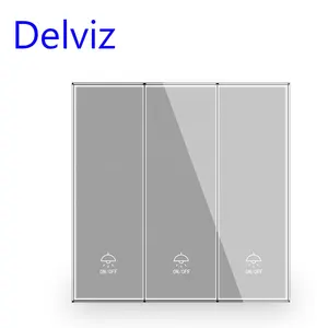 Delviz UK Standard Crystal Glass white Panel,AC 110V~250V, Power Lamp push button controller, 3 gang 2 way 16A Wall Light Switch