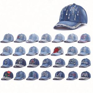 Casquettes de baseball en jean pour femmes, vente en gros, avec strass scintillants - Product Image 1