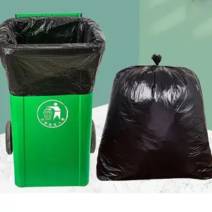 Wholesale bags tie string heavy duty trash packaging construction black plastic garbage bag 50 gallons