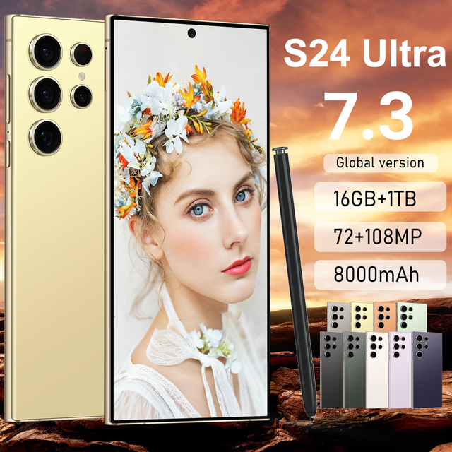 Valentine's Day Gift 2024 S24 Ultra AI Smart Phone Android 13 Cheap Big Screen Gaming Cellphone with Stylus Support ChatGPT