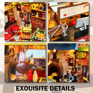Kit de Casa en Miniatura DIY, Modelo de Arquitectura de Restaurante de Madera, Casa de <span class=keywords><strong>Pizza</strong></span> Feliz, Juguete de Regalo para Adolescentes - Product Image 5