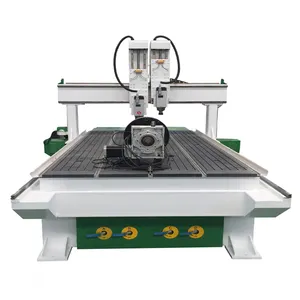 Double Head CNC Router 1325 1530 4 Axis Rotary CNC Milling and Engraving Machine
