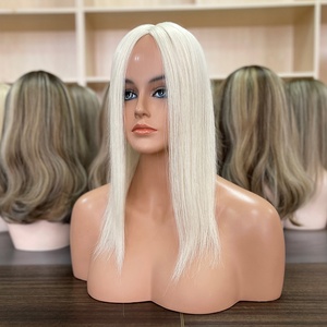 Base en soie 5*5 # Topper de <span class=keywords><strong>cheveux</strong></span> Remy <span class=keywords><strong>blond</strong></span> <span class=keywords><strong>clair</strong></span> 60 pour femmes, pièce de <span class=keywords><strong>cheveux</strong></span> européenne douce et lisse pour femmes blanches - Product Image 4