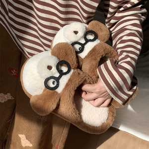 Chaussons créatifs et mignons en forme de petit singe en <span class=keywords><strong>EVA</strong></span> pour hommes et femmes, amusants, chauds, pour la maison, automne-hiver, pour couple, à bout fermé, doublure en coton - Product Image 4