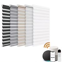 Persiana Enrollable Motorizada Inteligente, Tela Blanca que Filtra la Luz, Protección UV, Ecológica, Montaje Superior, Control Remoto por Aplicación, para Dormitorio y Cocina