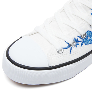 XRH Offre Spéciale brodé haut chaussures <span class=keywords><strong>en</strong></span> <span class=keywords><strong>toile</strong></span> fond plat blanc à lacets femmes <span class=keywords><strong>toile</strong></span> chaussures à la mode pour les femmes - Product Image 3