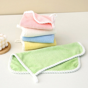 Toallas cuadradas de coral Xinshang, paquete de 20, colores surtidos, absorbentes y sin pelusas, para niños - Product Image 2