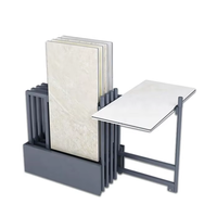 Support en céramique de mosaïque personnalisé moderne rotation de pierre marbre trou panneau carrelage de sol support noir poinçonnage plaque carrelage présentoir