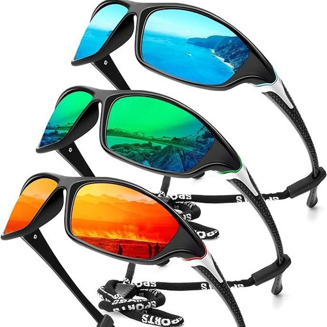 Cheap Price Polarized PC Frame Semi-Rimless Sports Sunglasses for Men UV Protection Adjustable Strap Hiking Cycling OEM Custom