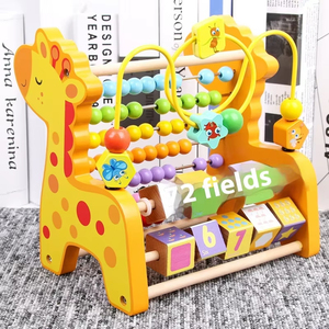 Support de construction en blocs de bois perlés, <span class=keywords><strong>jouet</strong></span> éducatif pour l'éveil et l'apprentissage précoce des garçons et des filles de <span class=keywords><strong>1</strong></span> <span class=keywords><strong>an</strong></span> - Product Image 4