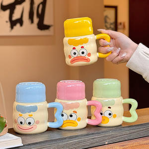 Taza de Cerámica con Diseño de Dibujos Animados, con Tapa y Asa, para Regalo, Primavera 2025 - Product Image 3