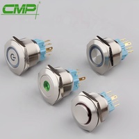 CMP 28mm Métal 2NO2NC Bouton poussoir à verrouillage Micro interrupteur 12v