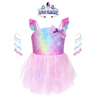Maillot de bain une pièce princesse pour filles, maillot de bain de plage style jupe très élastique, robe de bain sirène avec écailles irisées chatoyantes