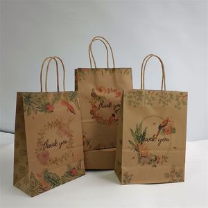 KM Floral <b>Design</b> Kraft Paper Bags 16*8*22cm Handle for Business Wedding Party Gifts Flexo <b>Printed</b> Laminated for Candle <b>Packaging</b> - Product Image 6