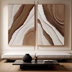 Peinture à l'huile texturée 3D beige curry, solutions murales contemporaines, art mural texturé 3D, décoration apaisante pour la décoration intérieure - Product Image 3