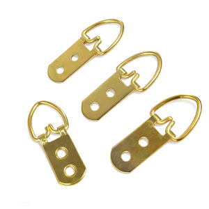 Gold Plated Brass Hanging Ring Picture <b>Frame</b> Hook Double Hole Rectangular Shape 10-15kg Load Capacity Wall <b>Mount</b> Hardware - Product Image 1