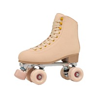 Patins à roulettes à quatre roues pour femmes, tige en daim, patins à roulettes à double rangée avec roues lumineuses pour l'extérieur et l'intérieur
