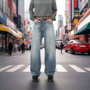 Wholesale Men's Classic Vintage Washed Jeans Loose Fit Black Straight Denim Pant for Men High Quality Jeans - Product Image 1