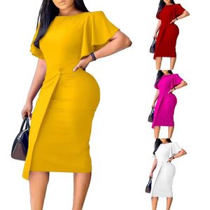 D8265 2022 Thoáng Khí Thời Trang Phụ Nữ Quần Áo Giản Dị Sự Nghiệp Rắn Màu Cộng Với Kích Thước Ăn Mặc Thanh Lịch Giản Dị Dresses - Product Image 5