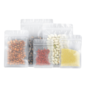 Sac à fermeture éclair sur pied en plastique recyclé transparent givré personnalisé pour les emballages d'aliments pour animaux de compagnie de café aux épices - Product Image 1