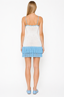 Robe en tricot pour femme avec logo personnalisé, crochetée, ajourée, sans manches, col rond, couleur unie, décontractée, été, acrylique, usine OEM & ODM