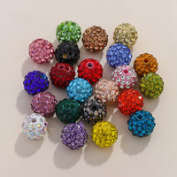 Perles entretoises rondes en cristal de strass YWJC de 10 mm pour la fabrication de bijoux, perles en argile de strass en cristal